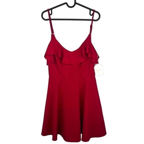 NWT Altar'd StateRed Ruffle Detail Strappy Fit & Flare Skater Dress Size Medium - Picture 1 of 6
